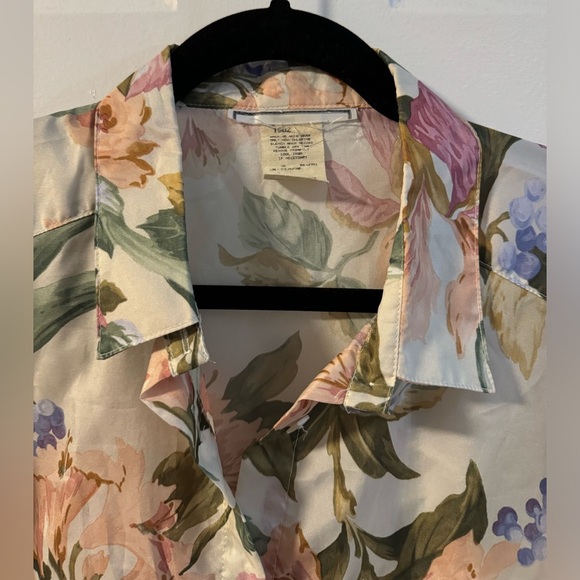 1970’s Floral Button-Up Collared Flower Neutral Blouse 18W Granny Cottagecore - Picture 4 of 12